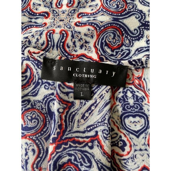 Sanctuary Western Multicolor Paisley Print Tunic Top, Long Sleeve Women's Size L - Picture 8 of 9
